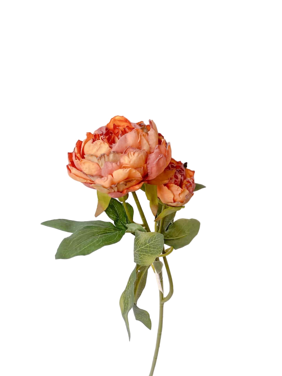 Artificial Flowers -Stem of 2 Roses orange