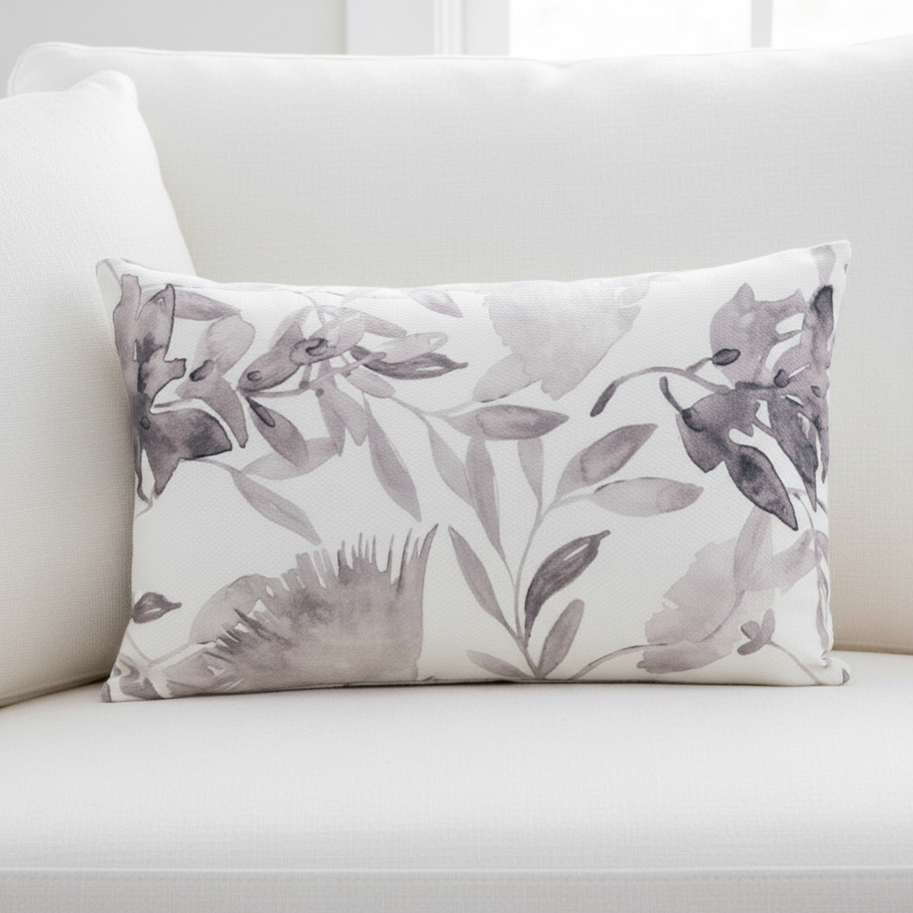 Gray leaves cushion