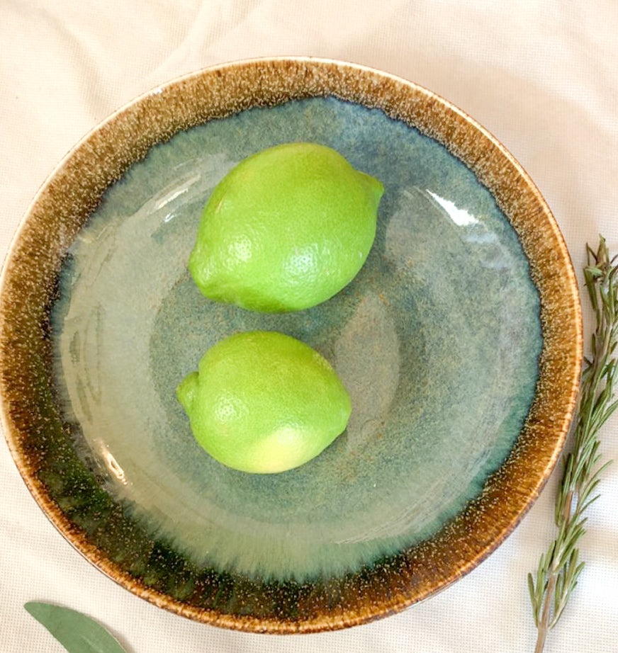 Dinner plate & bowls  / porcelain - Emerald green