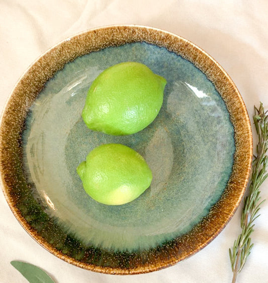 Dinner plate & bowls  / porcelain - Emerald green