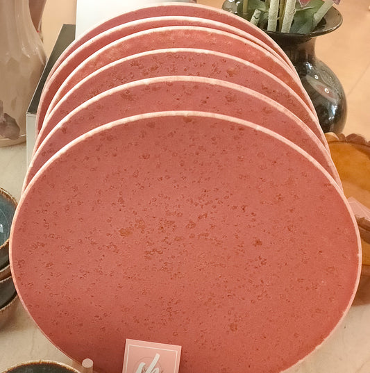 porcelain pink  flat dinner Plate