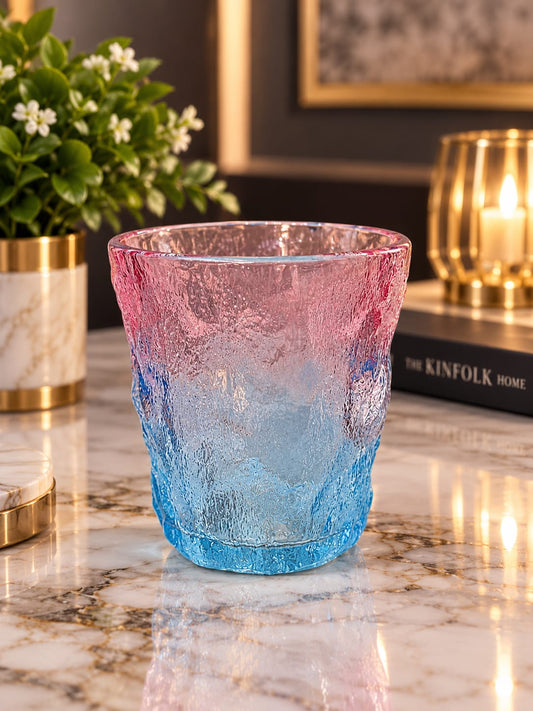 New arrival- set of 6 Blush & Blue Textured Glass