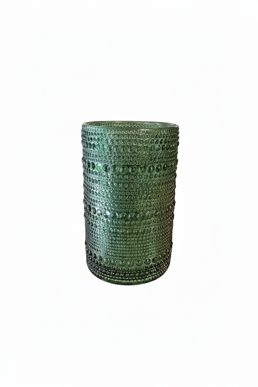 Sage Bubble Dark  Green - Glass Cup - set of 6 large size  12 cm