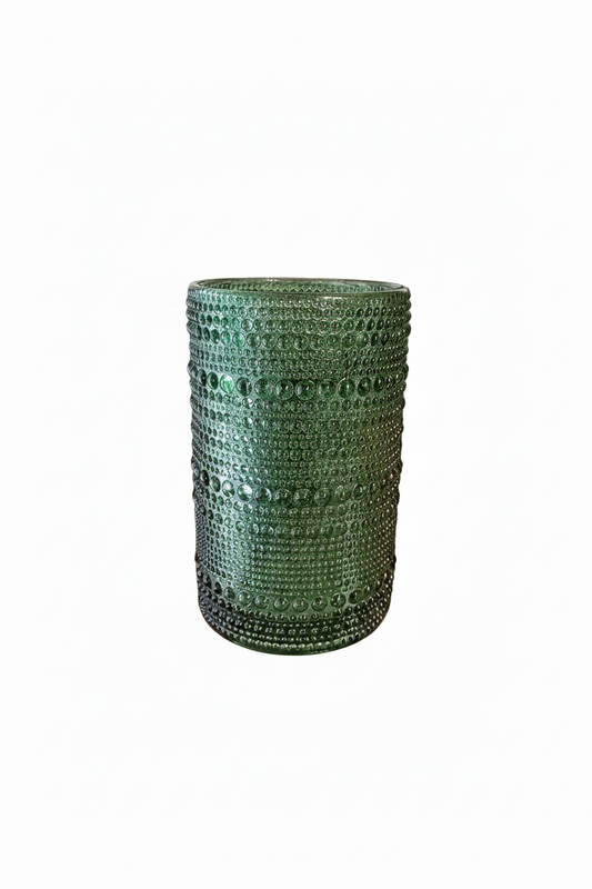 Sage Bubble Dark  Green - Glass Cup - set of 6 large size  12 cm