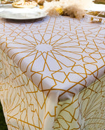Load image into Gallery viewer, Tablecloth water proof-Arabic geometric Gold
