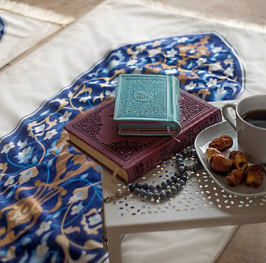 Prayer Mat-Oriental Blue Velvet Padded