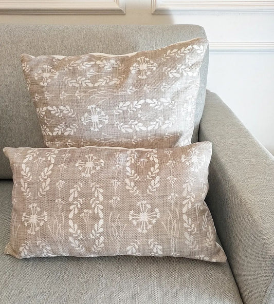Cushion -  neutral leaves print.